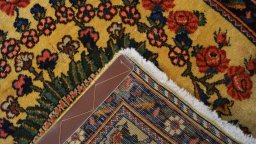 Full view of 1960s Kashan rug from Iran / Persia, 105 × 78 cm in Multi Color tones