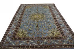 Surface texture of 2000s Kashmar rug with natural Wool and intricate pattern