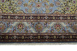 Full view of 2000s Kashmar rug from Iran / Persia, 302 × 201 cm in Blue tones