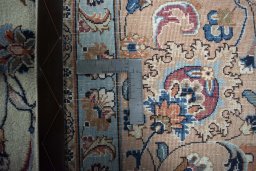 Close-up detail of New Kashmar rug from Iran / Persia showing Wool weave