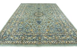 Surface texture of 2000s Kashmar rug with natural Wool and intricate pattern
