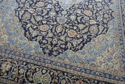 Close-up detail of 2000s Kashmar rug from Iran / Persia showing Wool weave