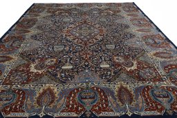 Surface texture of 2000s Kashmar rug with natural Wool and intricate pattern