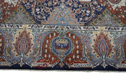 Full view of 2000s Kashmar rug from Iran / Persia, 400 × 305 cm in Blue tones