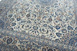 Close-up detail of 2000s Kashmar rug from Iran / Persia showing Wool weave