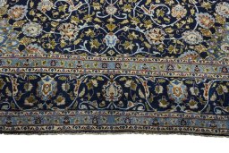 Full view of 2000s Kashmar rug from Iran / Persia, 405 × 300 cm in Blue tones
