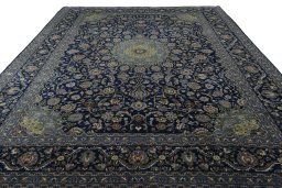 Surface texture of 2000s Kashmar rug with natural Wool and intricate pattern