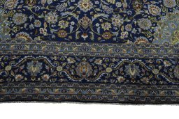 Full view of 2000s Kashmar rug from Iran / Persia, 385 × 292 cm in Blue tones