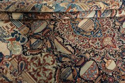 Close-up detail of 2000s Kashmar rug from Iran / Persia showing Wool weave