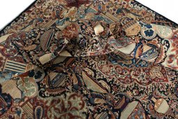 Surface texture of 2000s Kashmar rug with natural Wool and intricate pattern