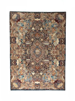 Full view of 2000s Kashmar rug from Iran / Persia, 352 × 253 cm in Multi Color tones