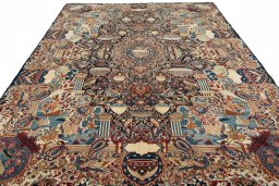 Surface texture of 2000s Kashmar rug with natural Wool and intricate pattern