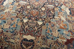 Close-up detail of 2000s Kashmar rug from Iran / Persia showing Wool weave