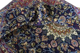 Surface texture of 2000s Kashmar rug with natural Wool and intricate pattern