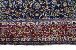 Full view of 2000s Kashmar rug from Iran / Persia, 407 × 290 cm in Blue tones