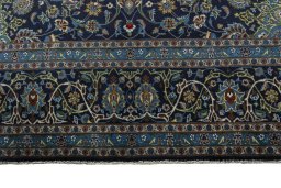 Full view of 2000s Kashmar rug from Iran / Persia, 400 × 293 cm in Blue tones