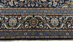 Full view of 2000s Kashmar rug from Iran / Persia, 390 × 295 cm in Blue tones