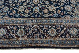 Full view of 2000s Kashmar rug from Iran / Persia, 400 × 305 cm in Blue tones