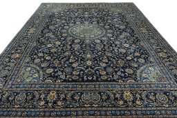 Surface texture of 2000s Kashmar rug with natural Wool and intricate pattern