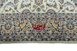 Full view of 2000s Kashmar rug from Iran / Persia, 382 × 295 cm in Beige tones