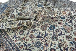 Surface texture of 2000s Kashmar rug with natural Wool and intricate pattern