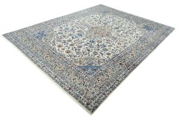 Corner detail of 2000s Kashmar rug showing border pattern and Wool pile