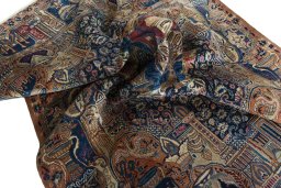 Surface texture of 1970s Kashmar rug with natural Wool and intricate pattern