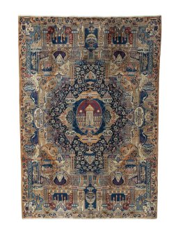 Full view of 1970s Kashmar rug from Iran / Persia, 289 × 200 cm in Multi Color tones