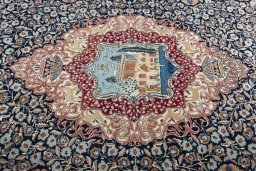 Central medallion detail of 1970s Kashmar rug from Iran / Persia