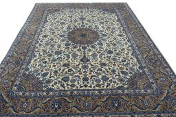 Surface texture of 2000s Kashmar rug with natural Wool and intricate pattern