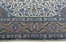 Full view of 2000s Kashmar rug from Iran / Persia, 393 × 292 cm in Beige tones