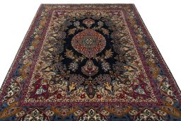 Surface texture of 2000s Kashmar rug with natural Wool and intricate pattern