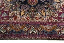 Full view of 2000s Kashmar rug from Iran / Persia, 334 × 254 cm in Blue tones
