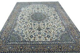 Surface texture of 2000s Kashmar rug with natural Wool and intricate pattern