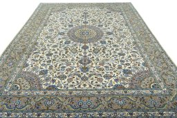 Surface texture of 2000s Kashmar rug with natural Wool and intricate pattern