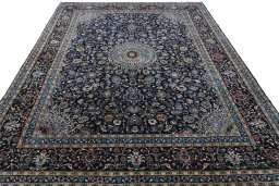 Surface texture of New Kashmar rug with natural Wool and intricate pattern