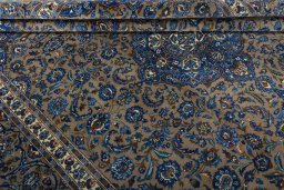 Close-up detail of 2000s Kashmar rug from Iran / Persia showing Wool weave