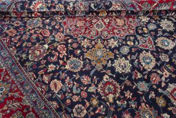 Close-up detail of 2000s Kashmar rug from Iran / Persia showing Wool weave