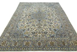 Surface texture of 2000s Kashmar rug with natural Wool and intricate pattern