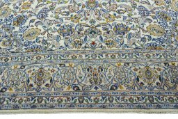 Full view of 2000s Kashmar rug from Iran / Persia, 381 × 292 cm in Beige tones