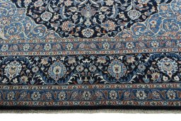 Full view of 2000s Kashmar rug from Iran / Persia, 395 × 304 cm in Blue tones