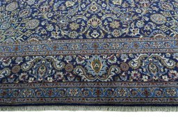 Full view of 2000s Kashmar rug from Iran / Persia, 390 × 303 cm in Blue tones