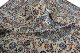 Surface texture of 2000s Kashmar rug with natural Wool and intricate pattern