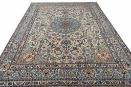 Surface texture of 2000s Kashmar rug with natural Wool and intricate pattern