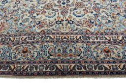 Full view of 2000s Kashmar rug from Iran / Persia, 415 × 305 cm in Beige tones