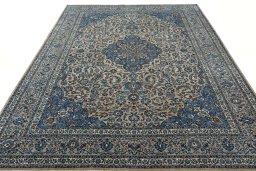 Surface texture of 2000s Kashmar rug with natural Wool and intricate pattern