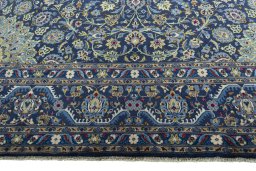 Full view of 2000s Kashmar rug from Iran / Persia, 391 × 295 cm in Blue tones