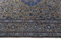 Corner detail of 2000s Kashmar rug showing border pattern and Wool pile
