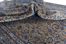 Surface texture of 2000s Kashmar rug with natural Wool and intricate pattern