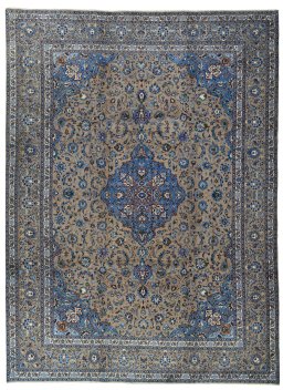 Full view of 2000s Kashmar rug from Iran / Persia, 400 × 295 cm in Brown tones